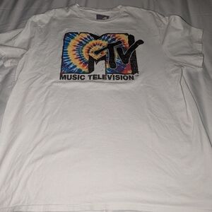 Vintage Style Adult Large MTV‎ Graphic Logo Short Sleeve White T-shirt